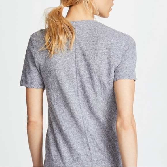 Monrow Deep V Heather Gray Short Sleeve Tee Size Medium - Picture 2 of 9